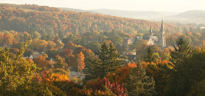 View of the Cortland County Courthouse Building from West Court Street