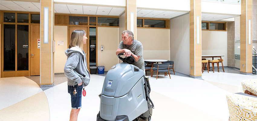 Facilities staff working in Moffett building