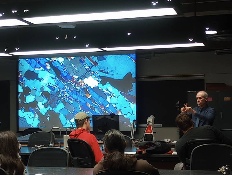 Dr. Darling instructs students in Minerology