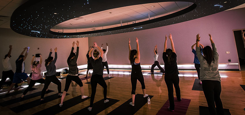 Students in a yoga class