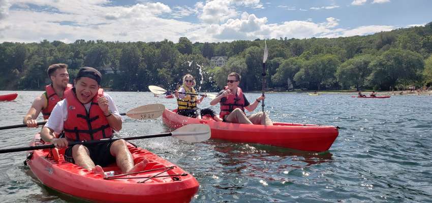 Students in Kayaks