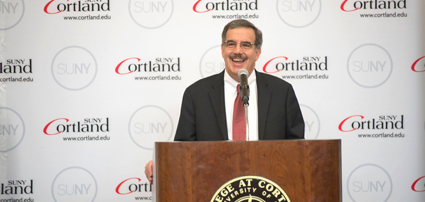 President Erik J. Bitterbaum addresses an audience