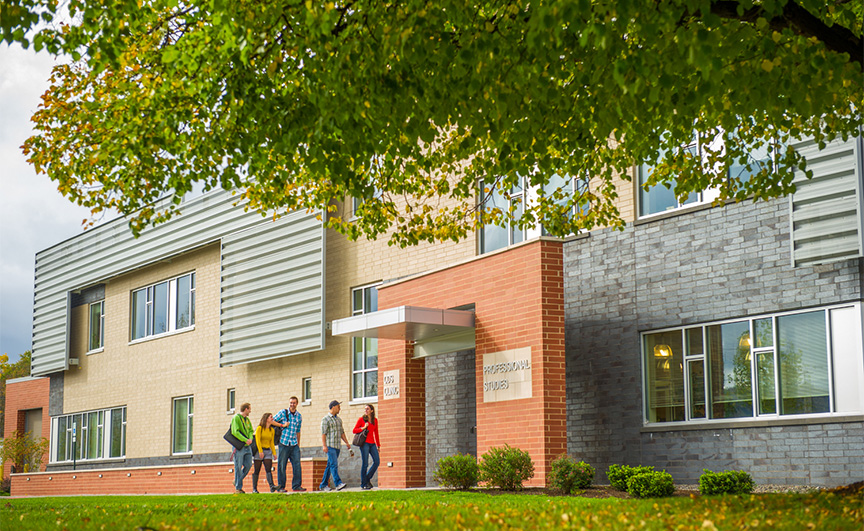 Students entering the Professional Studies Building