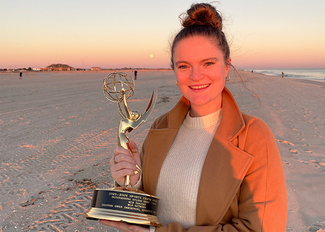 A surprise Emmy win thrills recent Red Dragon grad