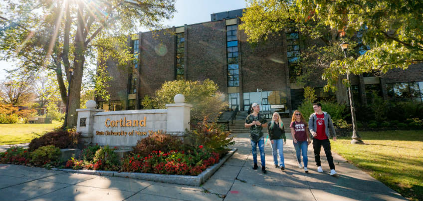 Students walking in front of Miller Building