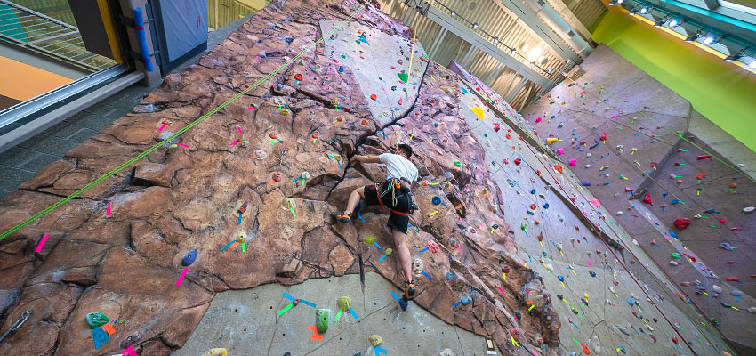 Student on the Climbing Wall