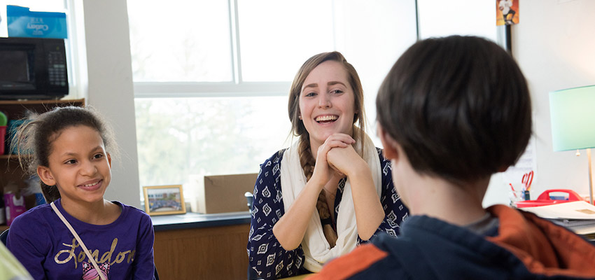 Meghan Rebohlz, a Foundations and Social Advocacy major, student teaches at HW Smith