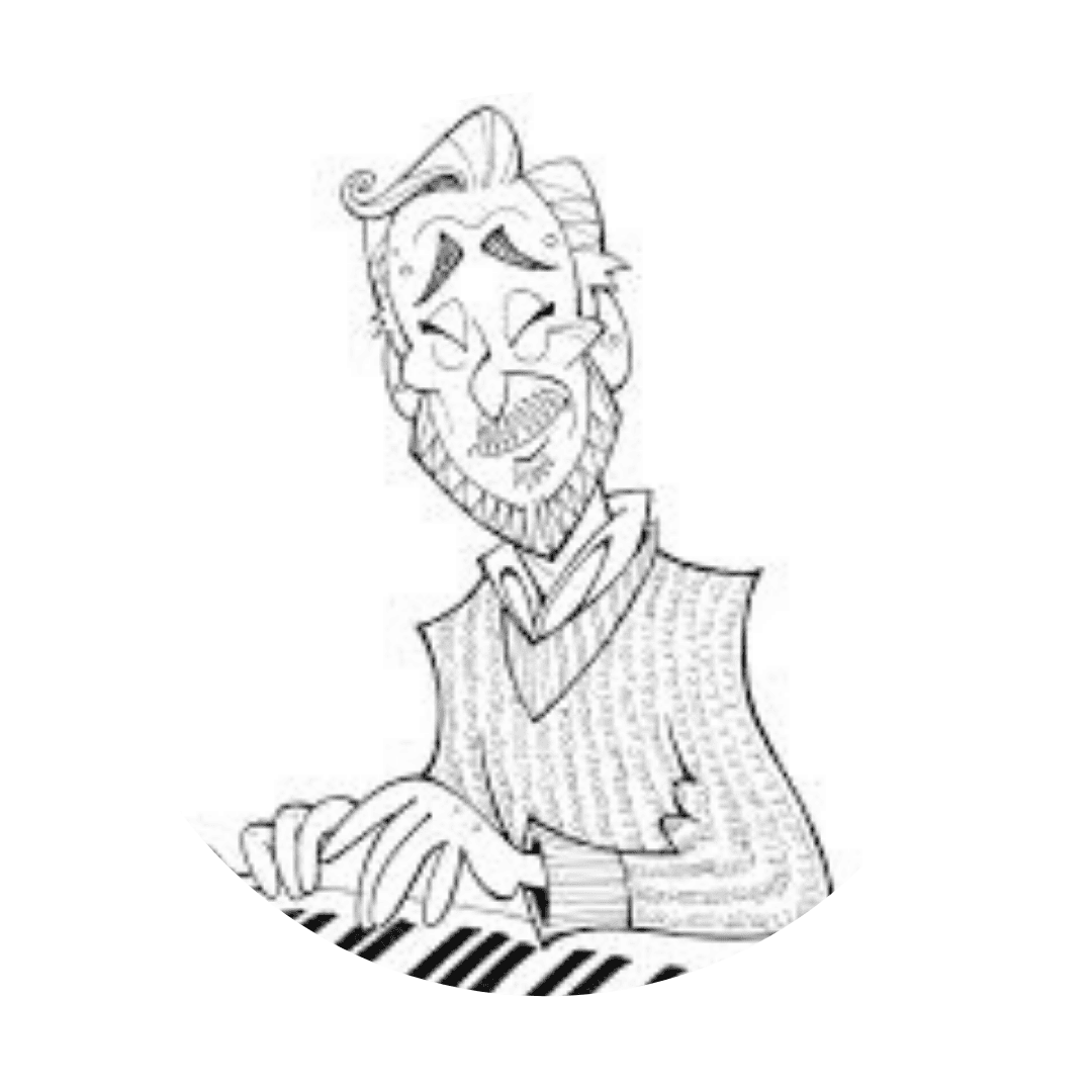 a drawing of the composer Stephen Sondheim