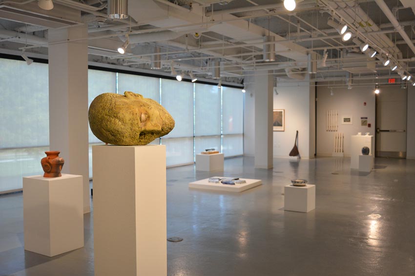 Central space floor view at Dowd Gallery SUNY Cortland.