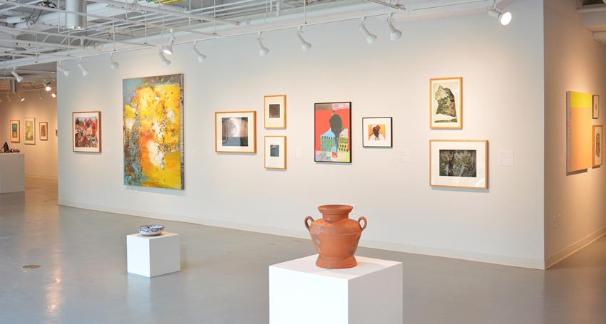 Central space floor view at Dowd Gallery SUNY Cortland.   