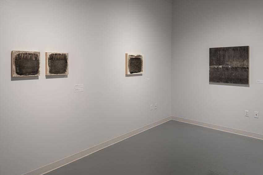 View into the east interior of Dowd Gallery featuring small format drawings and paintings by Binghamton-based artist Natalija Mijatović. Image: Marcus Newton. 