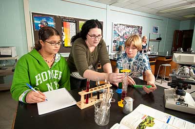 Student teaching in a local school