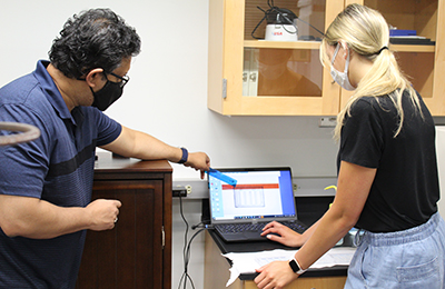 Assistant Professor Santanu Banerjee and Olivia Langdon